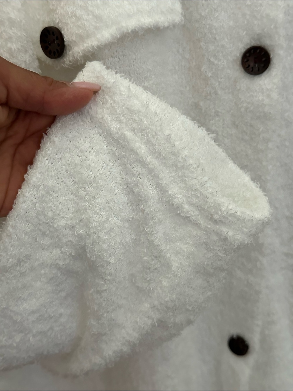 Cozy White Button-Up Shacket - Picture 8 of 9